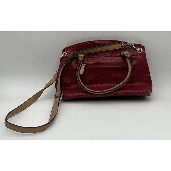 Giani Bernini Faux Ostrich Mini Satchel Faux Ostrich Mini Satchel Red & Gold - Picture 3 of 5